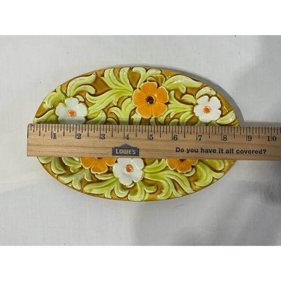 Vintage Raised Golden Floral Poppies Oval Candy Trinket Dish - Picture 4 of 5